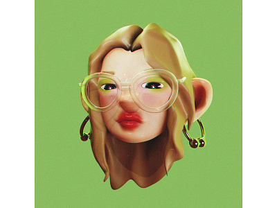 Minielina Bib 3d 3dart blender c4d cinema4d green makeup photoshop render sculpt sculpture