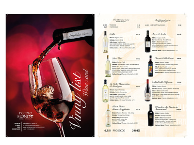 Vinný lístek Piccolo Mondo brand corporate design design graphic graphicdesign offer wine wine list