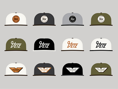 Vetz Garage - Hat Concepts apparel apparel design badge brand branding concept hat hats identity lockup logo logotype retro type typography vintage