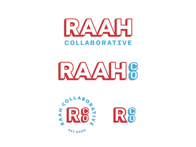 RAAH Collaborative Logo blue brand branding identity lockup logo logotype outline red retro type typography vintage wordmark