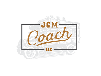 JGM Coach Logo badge branding bus gold icon identity logo retro tour vintage