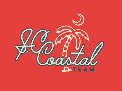 SC Coastal Shirt badge beach coast logotype red retro script south carolina type typography vintage