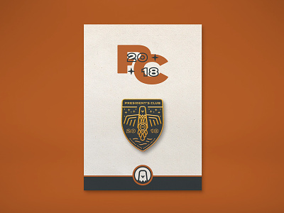 President's Club Pin badge black brand eagle enamel lockup logo orange pin retro vintage