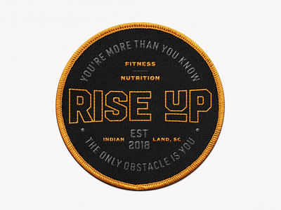 Rise Up badge brand branding design identity lockup logo logotype mockup orange patch retro type typography vintage