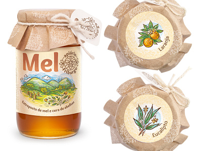 Honey packaging design and Illustration honey