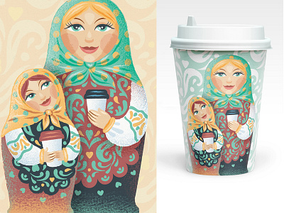 Russian doll illustration matreshka paper cap russian doll