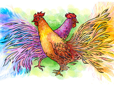 Illustration for calendar rooster