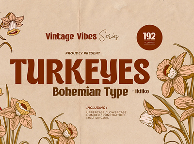 Turkeyes - Bohemian Font bohemian bohemian font boho font hipsterfont logo psychedelic psychedelic font retro retro font summer typeface typography vintagefont woodstock