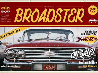 Broadster - Classic Brush Font american american muscle classic classic font font gasoline magazine magazine font poster retro retro font retro magazine typeface typography vintagefont