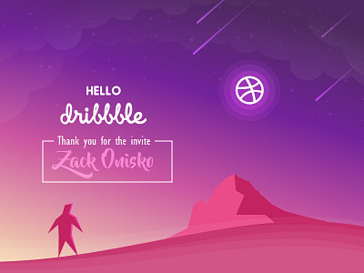 Dream come true clouds debut first shot hello dribbble invited moon mountain