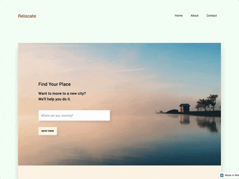 Relocate Landing Page landing page layout ui ux web design web development webflow