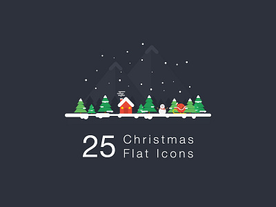 Christmas Flat Icon christmas deer flat freebies icon illustration psd rudolph santa snow snowman tree