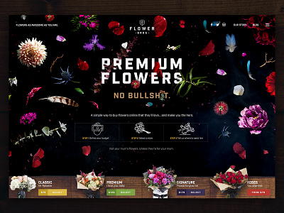 Flower Bros. dark ecommerce flowers side project ui web design