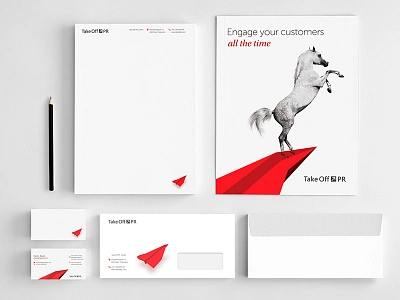 Take Off PR airplane austria branding business cards horse identity paper airplane pr take off