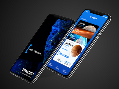 SPACEDchallenge App Concept (16 screens+prototype) app iphone iphone x mobile product design prototype space travel ui ux