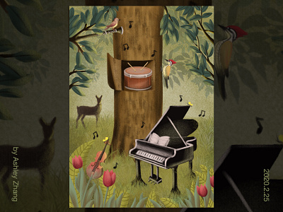 Concert in the forest design illustration