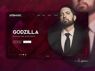 Godzilla - Eminem feat. Juice WRLD Design Inspiration branding design illustration ui website website concept website design website designer