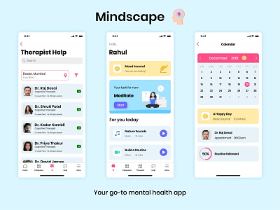 Mindscape | Mental Health application adobexd mental health mental health app mindscape ui design ui ux