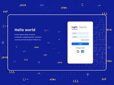 Login Page for Coding App Concept