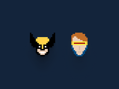 Wolverine & Cyclops pixel heads pixel art pixelart pixels xmens