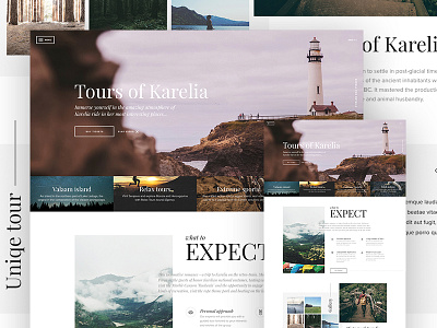 Tours of Kareliya clear design landing page minimal nature one page simple tours travel uiux web