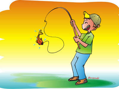 Fishing activities clipart designer illustration illustrator
