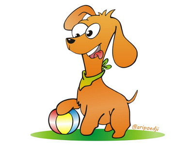 A dog and a ball cartoon clipart design digital image dog dog and ball dog cartoon dog clipart illustration vector