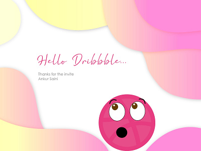 Hello Dribbble!!! ball design dribbble dribbble invite firstshot flat illustration illustrator minimal pink thankyou vector web