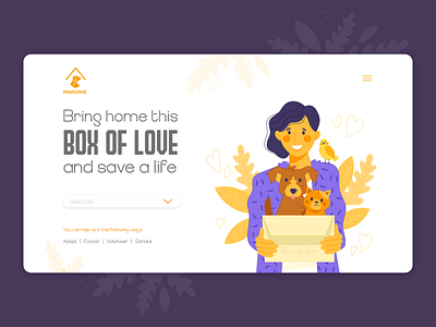 PAWsome - Landing Page animals cats clean dogs illustration landing landing page minimal orange pets shot transition ui uidesign ux website white