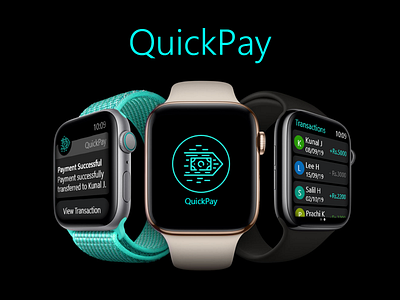 Quick Pay - Apple Watch Screens applewatch application bank design instant ios money online payment receive screens send transactions turquoise ui virtual wallet