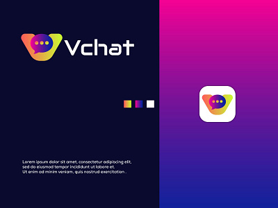 Vchat - Chat app logo app logo best colorful logo branding chat app logo chat icon chat logo chat talk logo chatting chatting app creative combination live chat logo logo logo design logo mark modern logo v letter logo v logo website chat logo