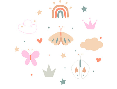 Сute elements for girl cute illustration pattern print vector