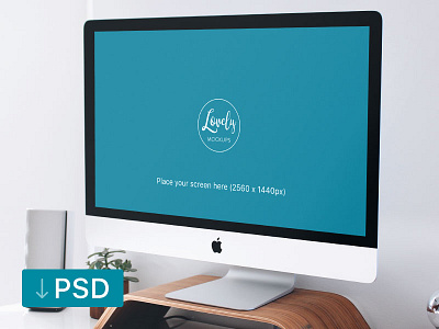 Mockup template: iMac With Bose Speakers