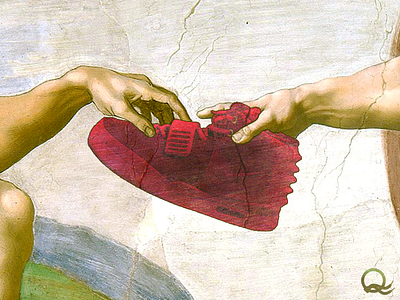 Detail of the Michelangeleezy adam creation of adam god kanye west michelangelo michelangelo buonarroti yeezus yeezy