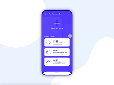 Train Location Alarms | App Interaction alarm animation app booking design flat gif icon illustration illustrator minimal mobile ui motion graphics passenger ticket train ui ux vibrant xd