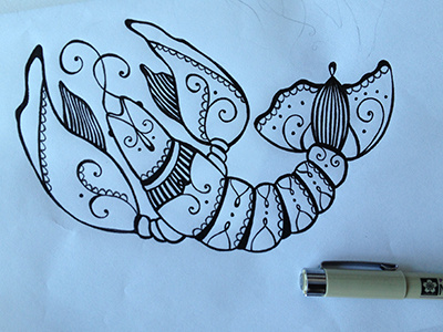 Crawfishdrawing drawing ink