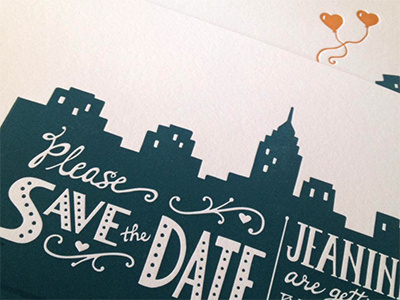 Save the Date cards hand lettering letterpress stationery wedding