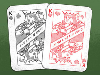 The king is dead cards distress illustration playing cards texture typography