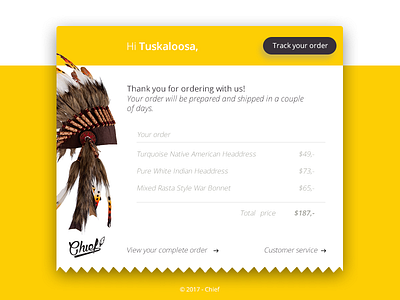 Email Receipt 0017 chief dailyui email headdress mail order receipt