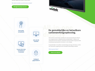 Vivitek® NovoTouch. design design agency landingspage onepager touchscreen ui