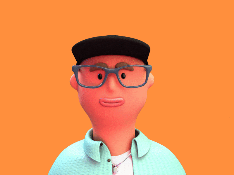 Self Portrait 3d animation boy brain character gif glasses loop motion person portrait self portrait vector