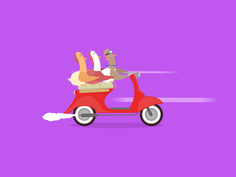 Three French Hens animated gifs awesomeness!!! chickens design gifs purple scooter vector