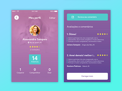 Profile App Page app application mobile profile purple reviews