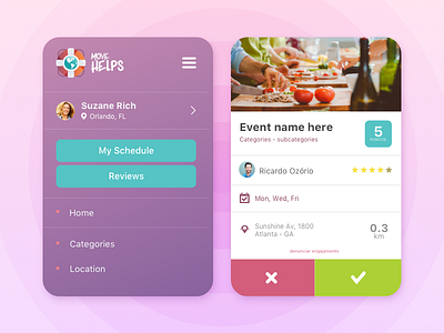 App: Menu and Event accept app application color decline event menu mobile ui