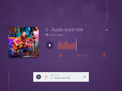 Audio Player app application audio mobile music player purple user interface