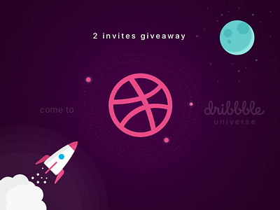 Two Dribbble Invites dribbble giveaway invitation invite player space universe