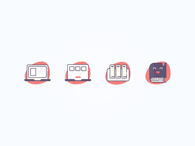 How Does It Work Icons book color flat icons illustration purple site ui
