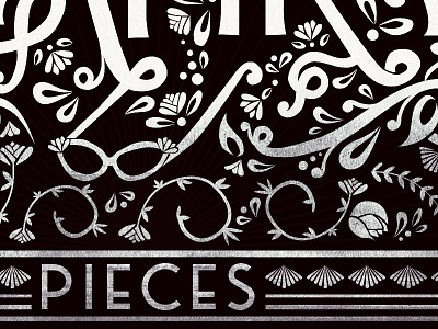 Alanka Debut EP 'Pieces' album artwork art deco black and white floral hand lettering illustration logo music naive pattern primitive yesteryear