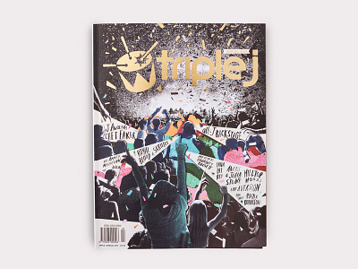 triple j Annual — 2014 Cover art direction brush lettering collage cover expressive graphic design hand lettering illustration illustrative magazine triple j