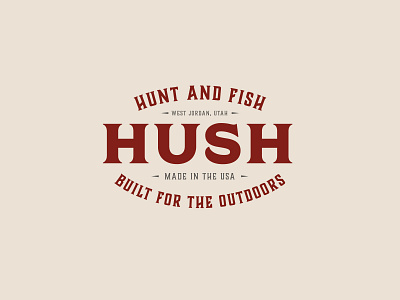 HUSH Patch and Sticker Design badge design fishing hunting outdoors patch sticker typography utah